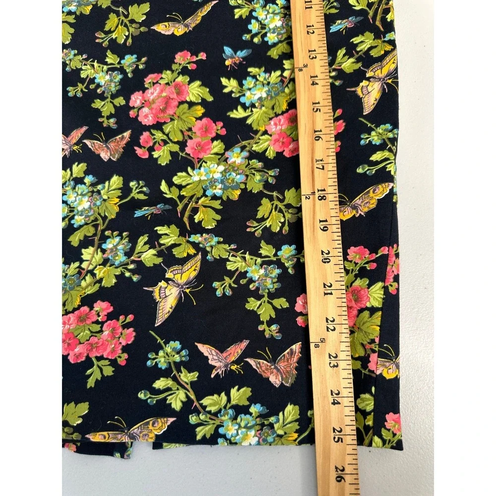 Oasis Floral Butterfly Print Pencil Skirt Womens Size 12 Black Boho Whimsigoth